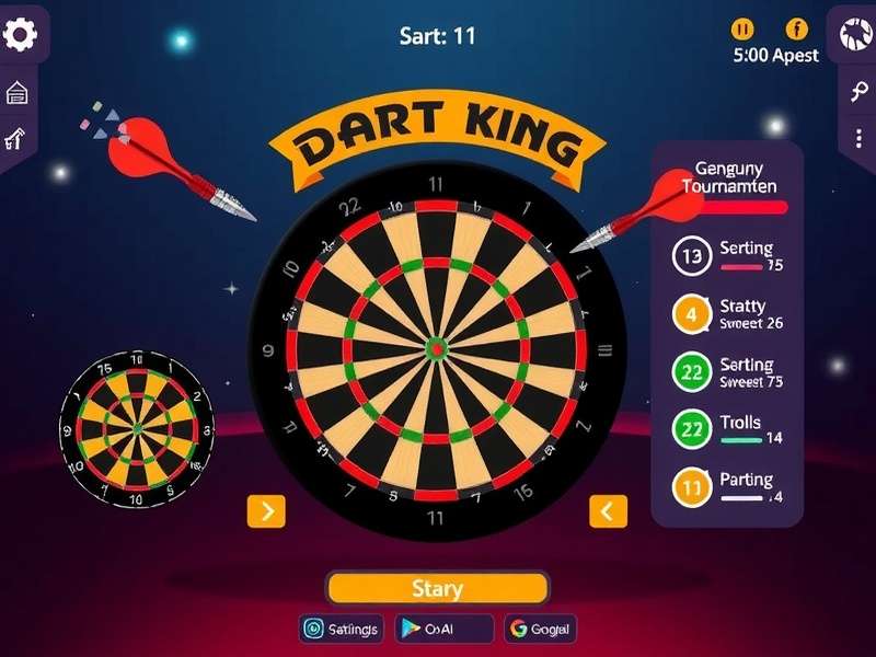 Shakti Dart King gameplay interface showing dart board and scoring